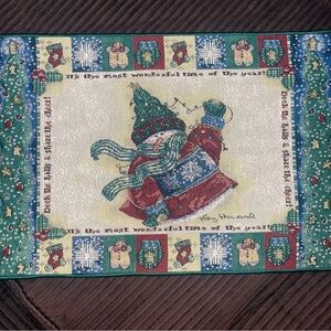 Share the Cheer Snowman Tapestry Placemats Set of 5 Christmas Holiday Decor